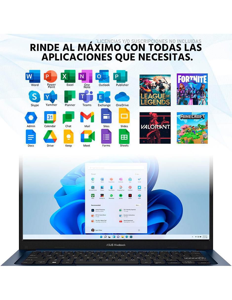 Laptop Vivobook 14 14 pulgadas full hd intel core i3 intel uhd graphics 24 gb ram 256 gb ssd