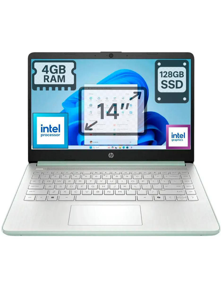 Laptop HP 14-dq6013dx 14 pulgadas HD Intel Celeron Intel UHD 4 GB RAM 128 GB SSD