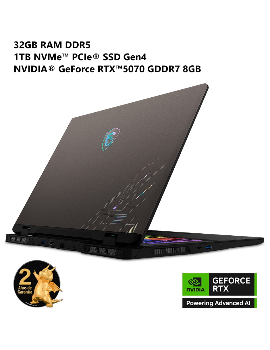 Laptop gamer MSI Crosshair A17 HX D8WGKG-045MX 17 pulgadas QHD+ AMD Ryzen 9 NVIDIA GeForce RTX 5070 32 GB RAM 1 TB SSD