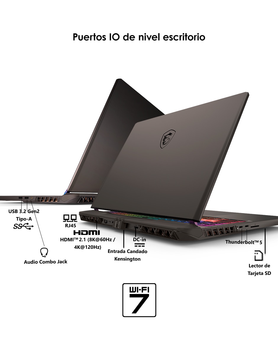 Laptop gamer Vector 16 HX AI A2XWJG-652MX 16 pulgadas QHD+ Intel Core Ultra 9 NVIDIA GeForce RTX 5090 64 GB RAM 2 TB SSD 11