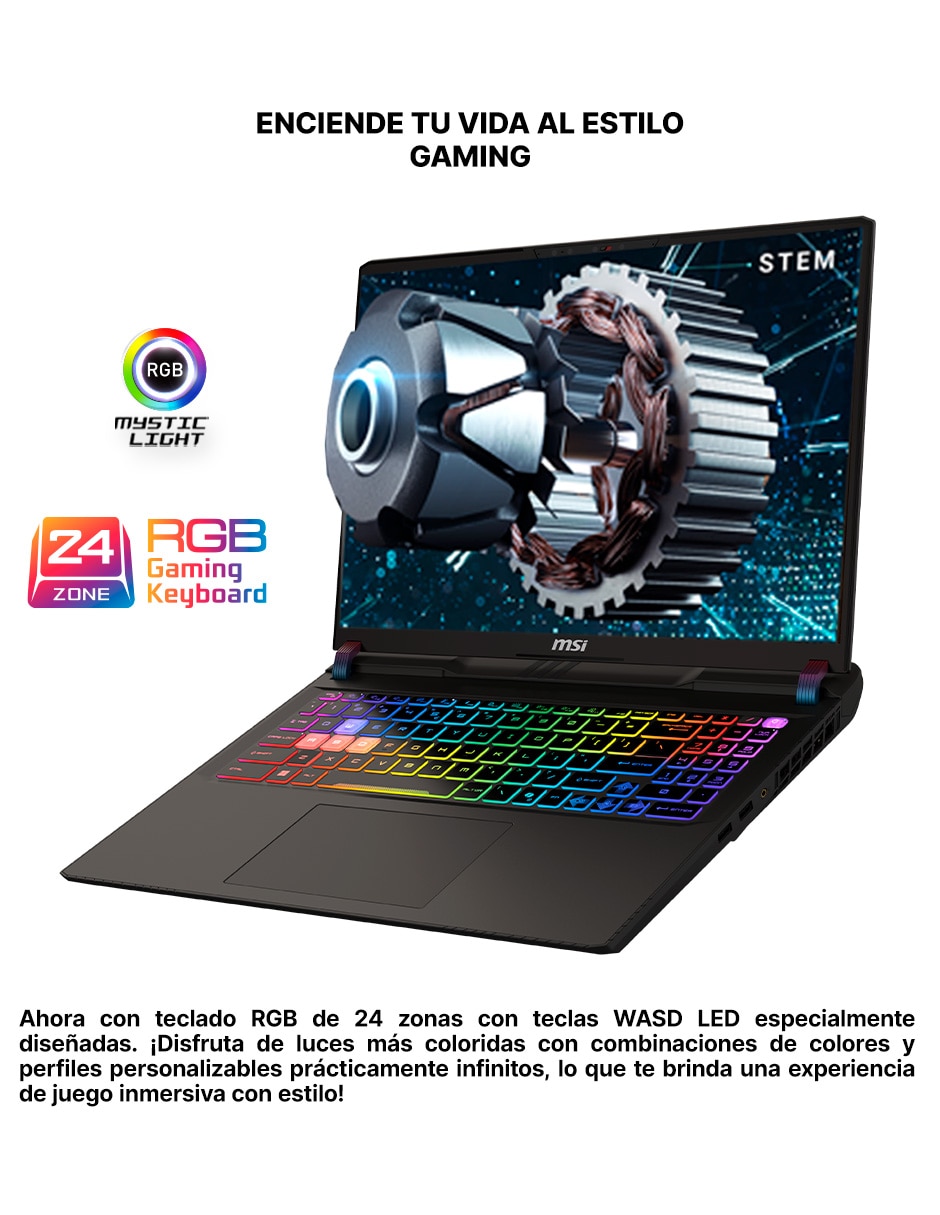 Laptop gamer Vector 16 HX AI A2XWJG-652MX 16 pulgadas QHD+ Intel Core Ultra 9 NVIDIA GeForce RTX 5090 64 GB RAM 2 TB SSD 12