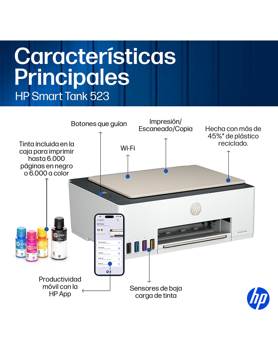 Multifuncional Smart Tank 523 de tinta continua alámbrica a color 12