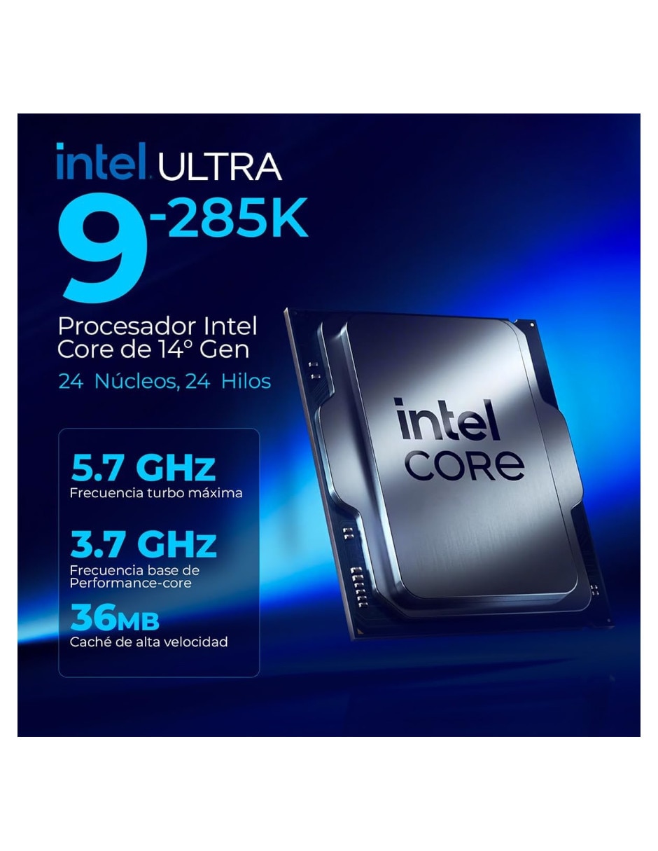 Computadora gamer XTPBAU964GB55090MA21B 27 pulgadas QHD Intel core ultra 9 285k NVIDIA GeForce RTX 5090 64 GB RAM 2 TB SSD 16