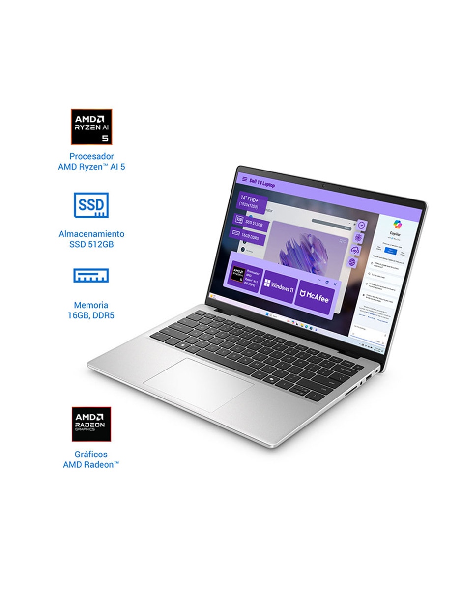 Laptop 14 DC14255 14 pulgadas Full HD+ AMD Ryzen 5 AMD Radeon 16 GB RAM 512 GB 5