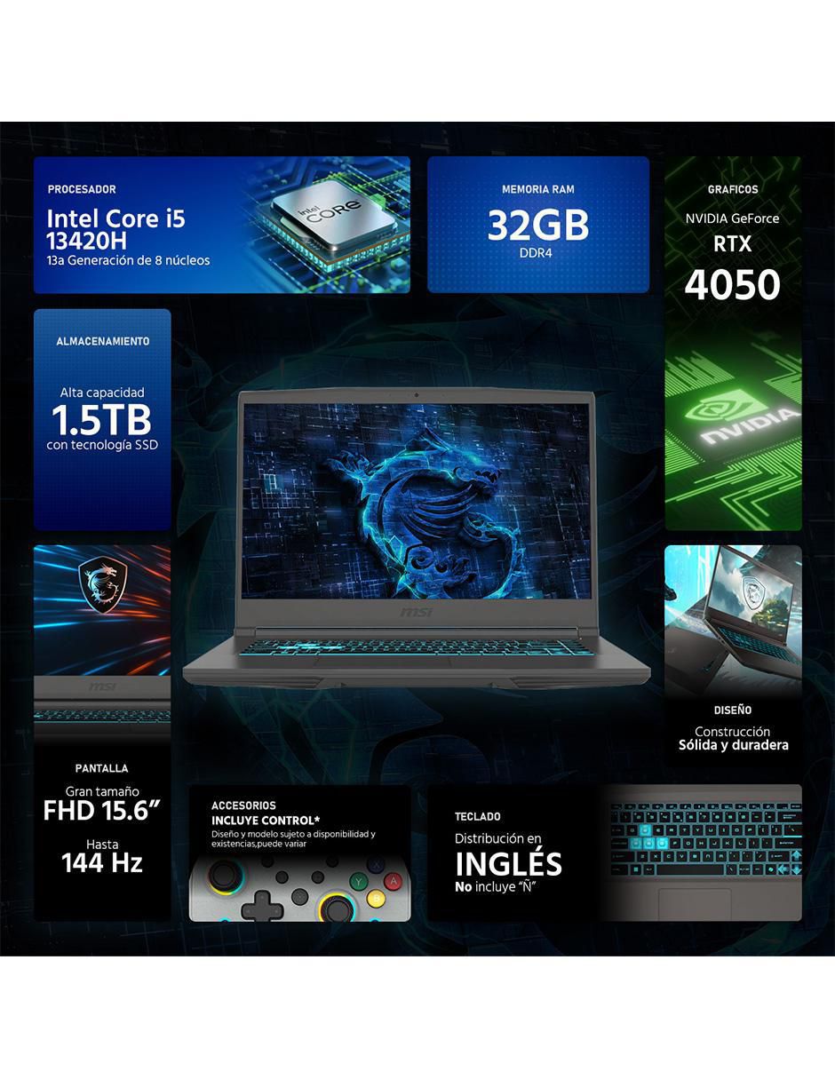 Laptop gamer Thin 15 15.6 pulgadas Full HD Intel Core i5 Nvidia GeForce RTX 4050 32 GB RAM 1.5 TB SSD 3
