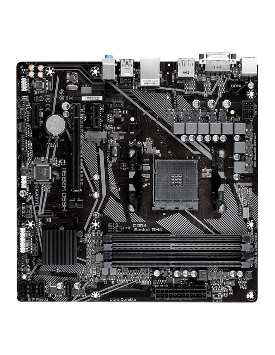 Tarjeta madre Gigabyte A520M DS3H REV.1 compatible con procesador AMD