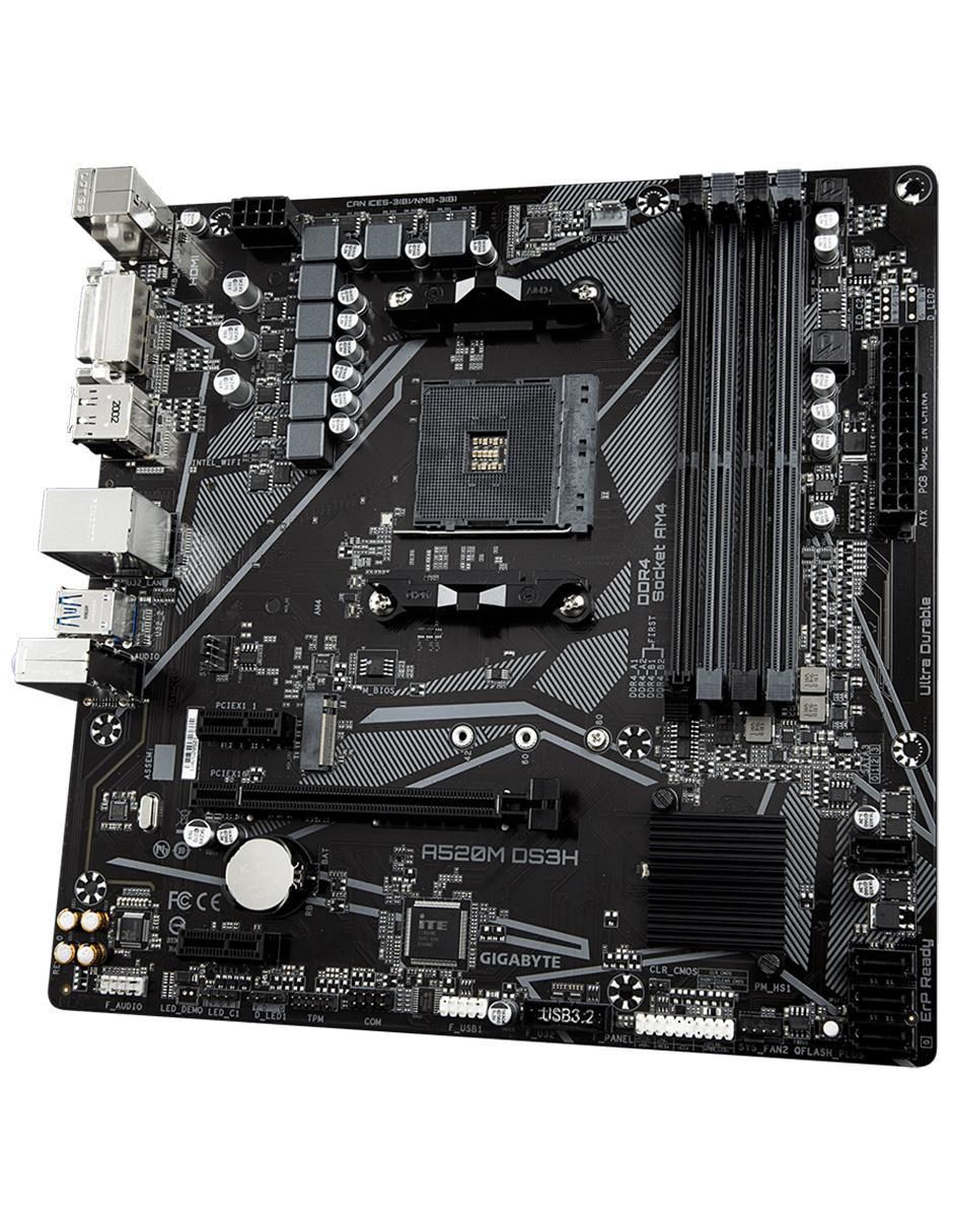 Tarjeta madre Gigabyte A520M DS3H REV.1 compatible con procesador AMD