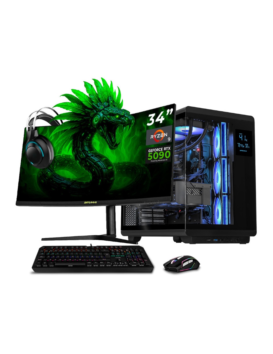 Computadora gamer DXTR964GB55090MT6 34 pulgadas UWQHD AMD Ryzen 9 NVIDIA GeForce RTX 5090 32 GB RAM 1 TB