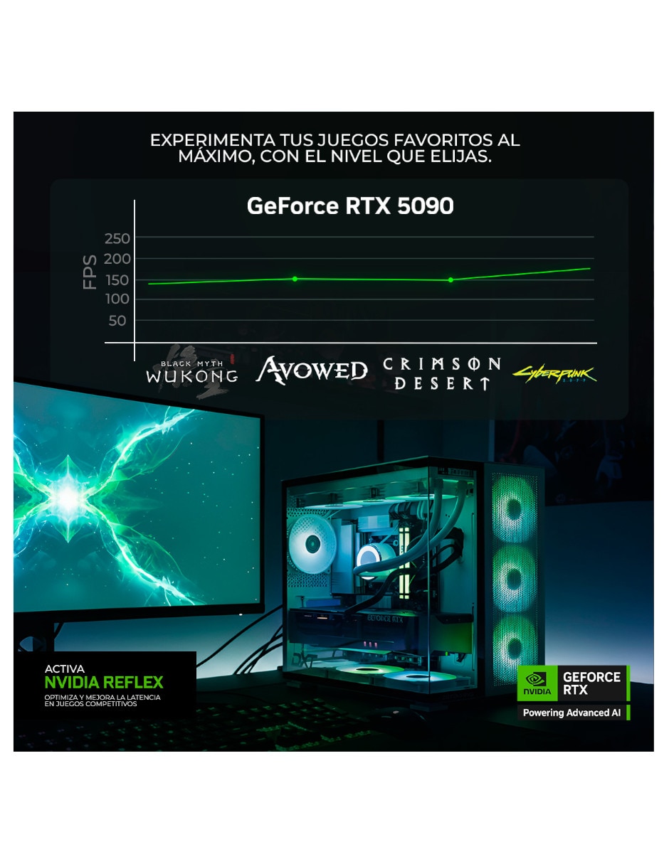 Computadora gamer DXTR964GB55090MT6 34 pulgadas UWQHD AMD Ryzen 9 NVIDIA GeForce RTX 5090 32 GB RAM 1 TB
