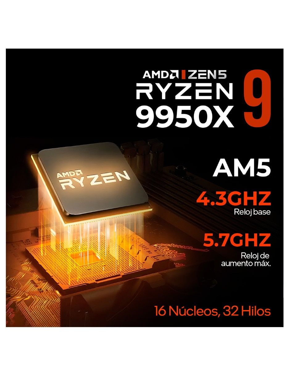 Computadora gamer DXTR964GB55090MT6 34 pulgadas UWQHD AMD Ryzen 9 NVIDIA GeForce RTX 5090 32 GB RAM 1 TB 7