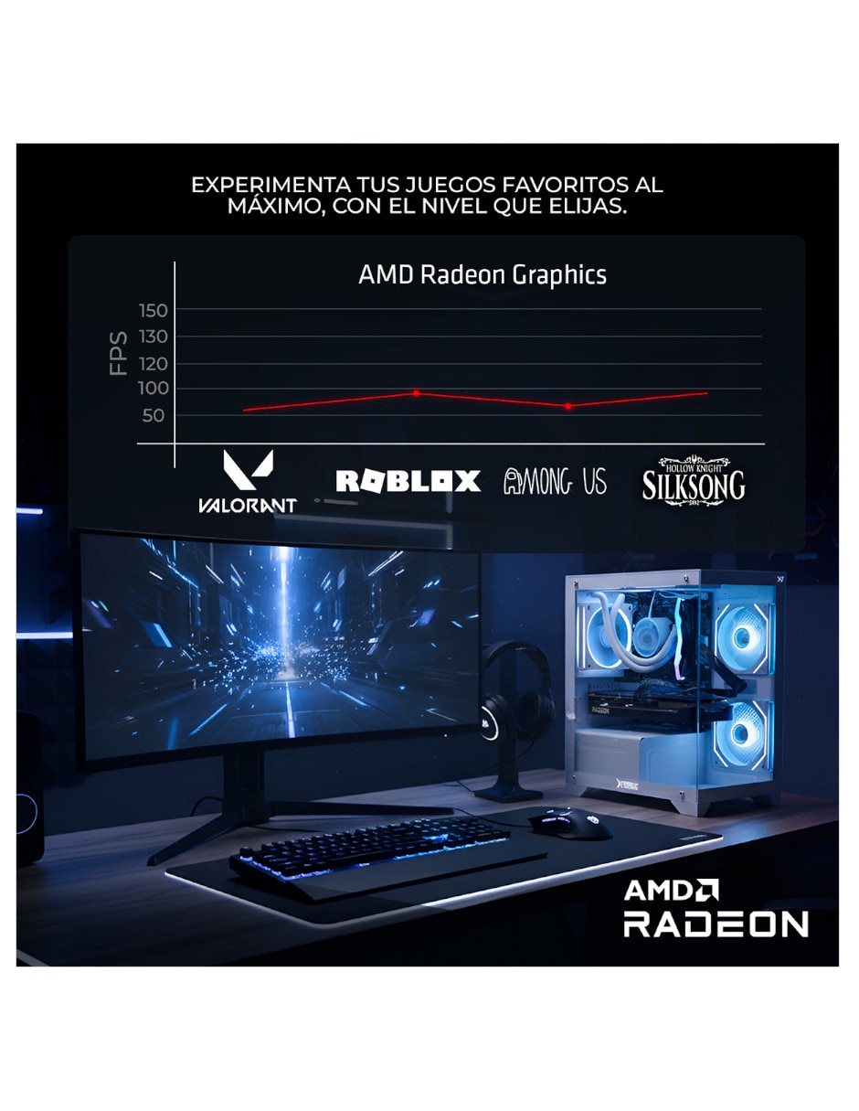 Computadora gamer XTPCR516GBVEGA11MFB 23.8 pulgadas Full HD AMD Ryzen 5 AMD Radeon Vega 11 16 GB RAM 1 TB SSD 5