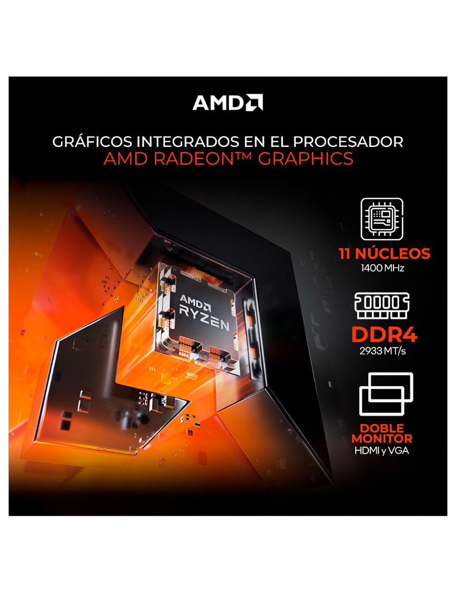 Computadora gamer XTPCR516GBVEGA11MFB 23.8 pulgadas Full HD AMD Ryzen 5 AMD Radeon Vega 11 16 GB RAM 1 TB SSD 8