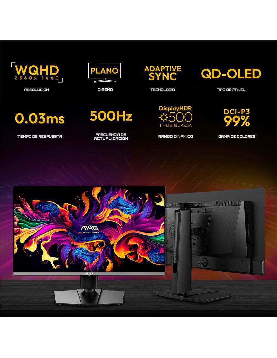 Monitor gamer MSI MAG 272QP QD-OLED X50 standard WQHD 27 pulgadas MAG 272QP QD-OLED X50