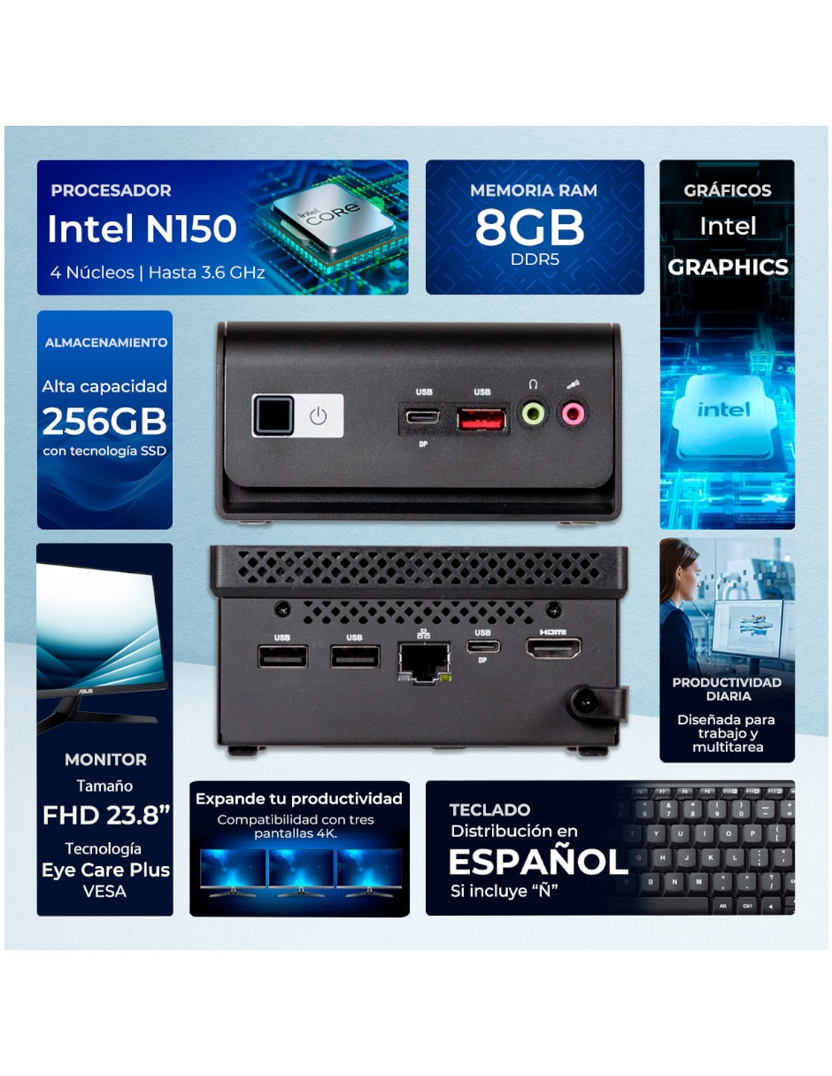 Computadora de escritorio MTMI1508256 Intel N150 Intel UHD Graphics 8 GB RAM 256 GB SDD 5