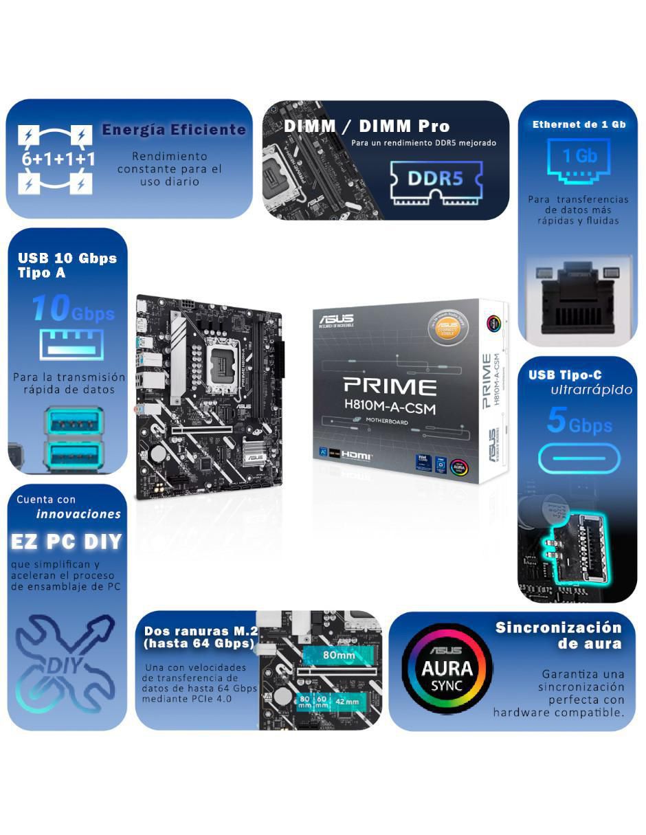 Tarjeta madre Prime H810M-A-CSM compatible con procesador Intel