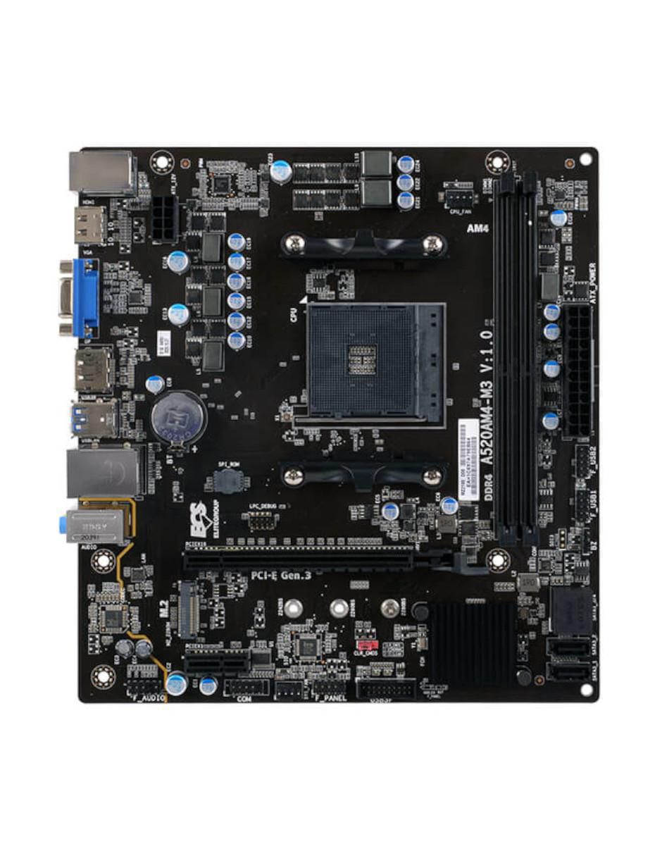 Tarjeta madre Ecs A520AM4-M3D compatible con procesador AMD