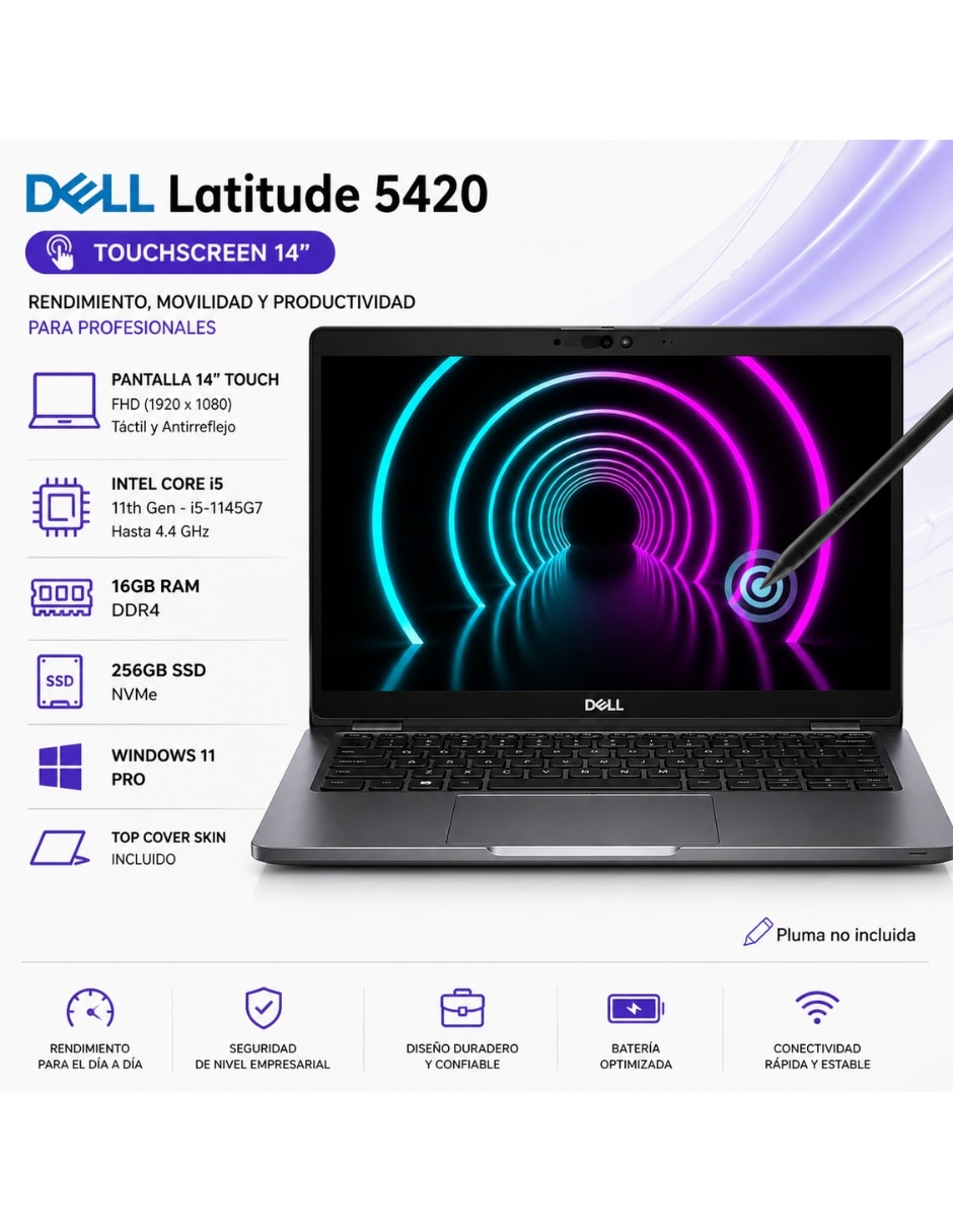Laptop Dell Latitude 5420 14 pulgadas full hd intel core i5 intel iris xe 16 Gb RAM 256 Gb ssd reacondicionado