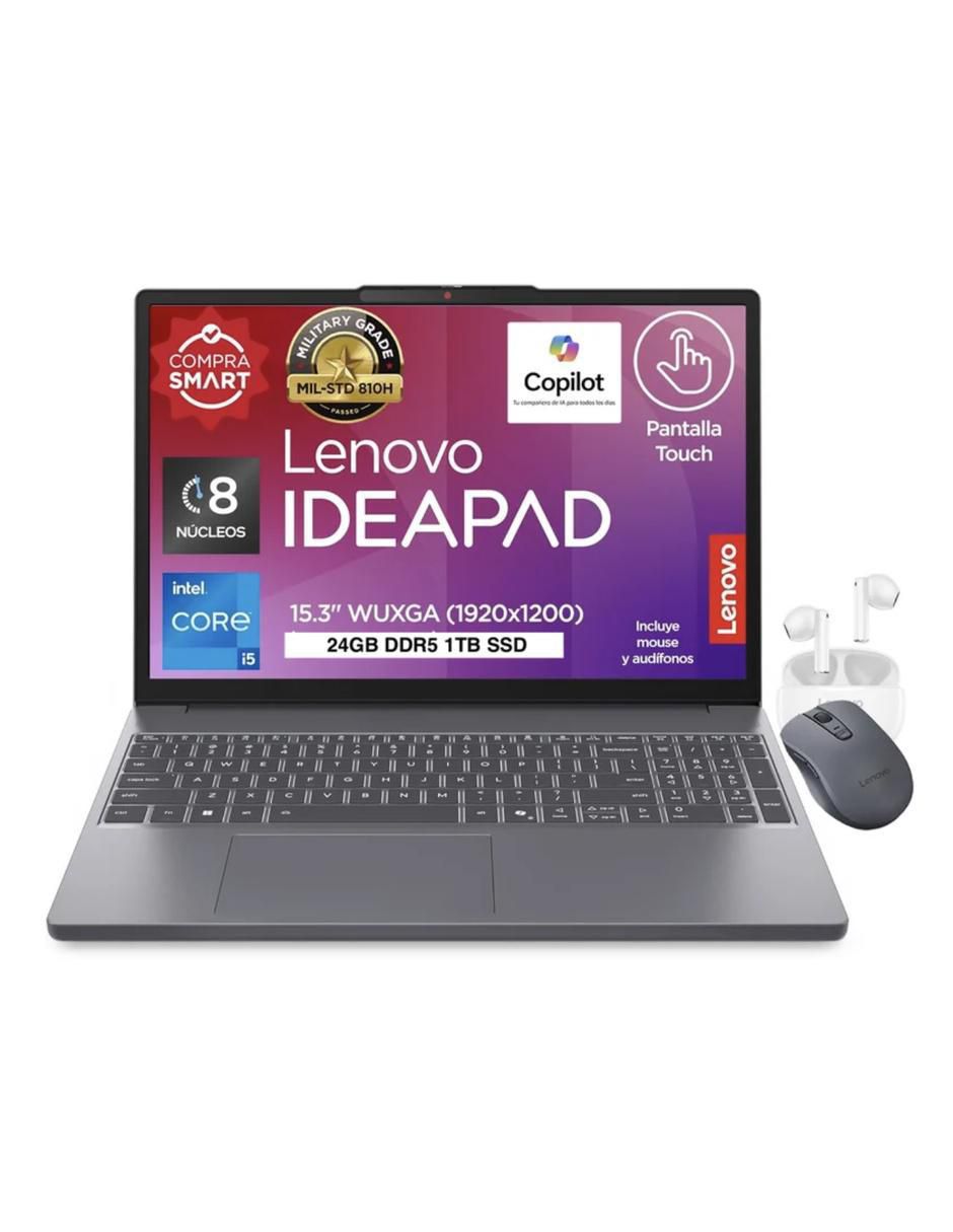 LENOVO Laptop touch Lenovo Ideapad Slim 3 Touch 15.3 pulgadas WUXGA Intel Core i5 Intel UHD Graphics 24 GB RAM 1 TB SSD