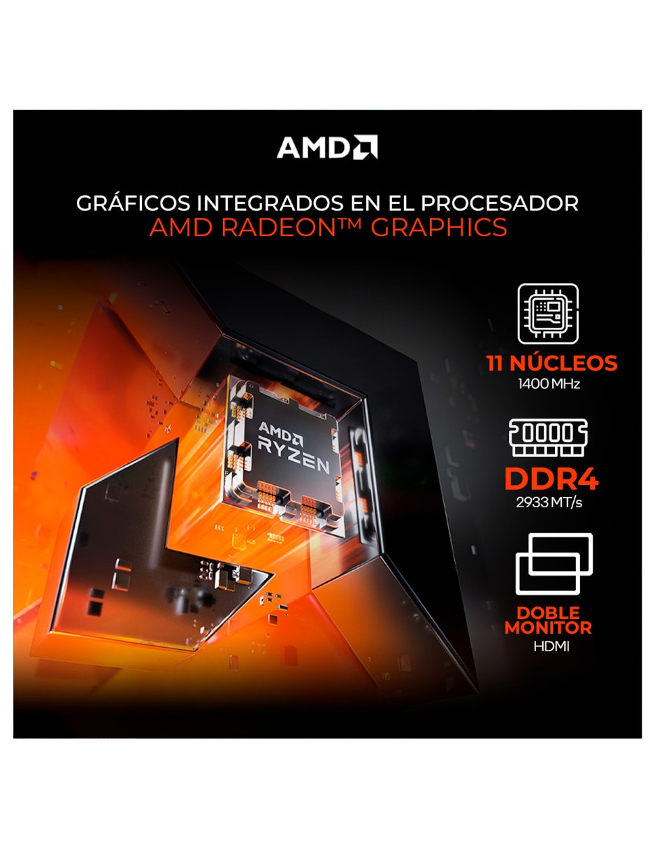 Computadora gamer XTBRR516GBVEGA11MTGB 24 pulgadas Full HD AMD Ryzen 5 AMD Radeon Vega 11 16 GB RAM 500 GB SSD 11