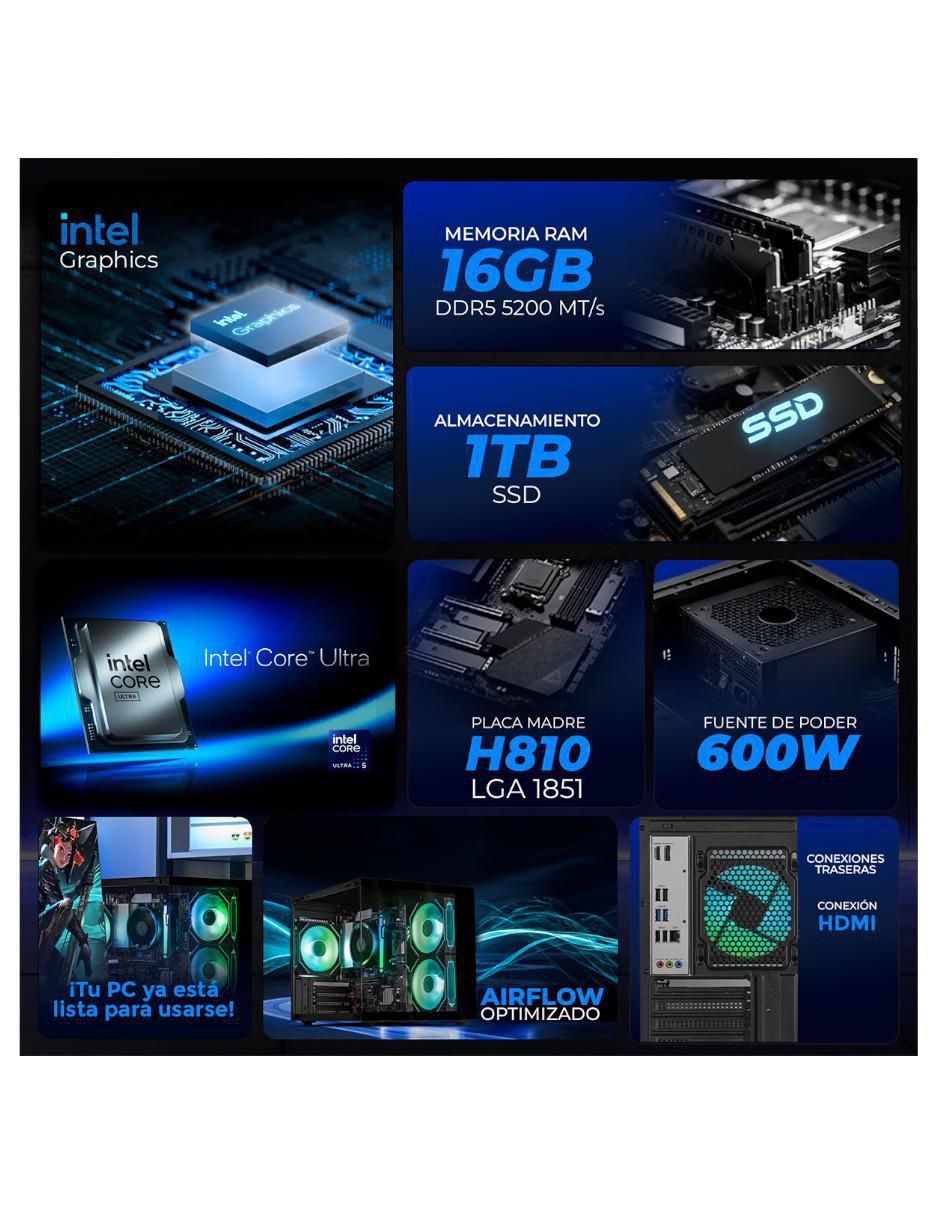 Computadora gamer XTBRU516GB5XEMTGB 27 pulgadas Full HD Intel Core Ultra 5 integradas 16 GB Ram 1 TB SSD 5