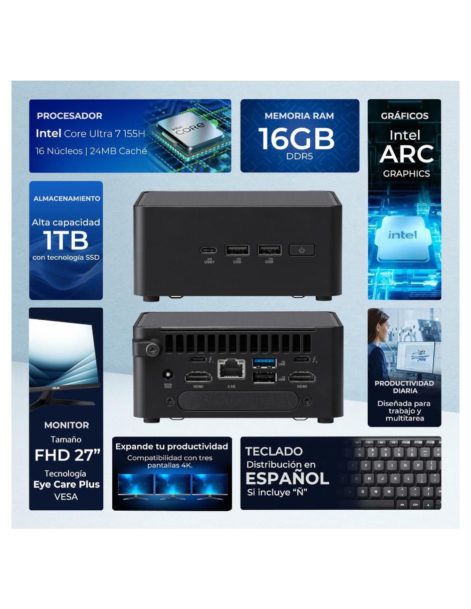 Mini PC NUC 14 PRO Intel Core Ultra 7 Integrada 16 GB RAM 1 TB SDD 2
