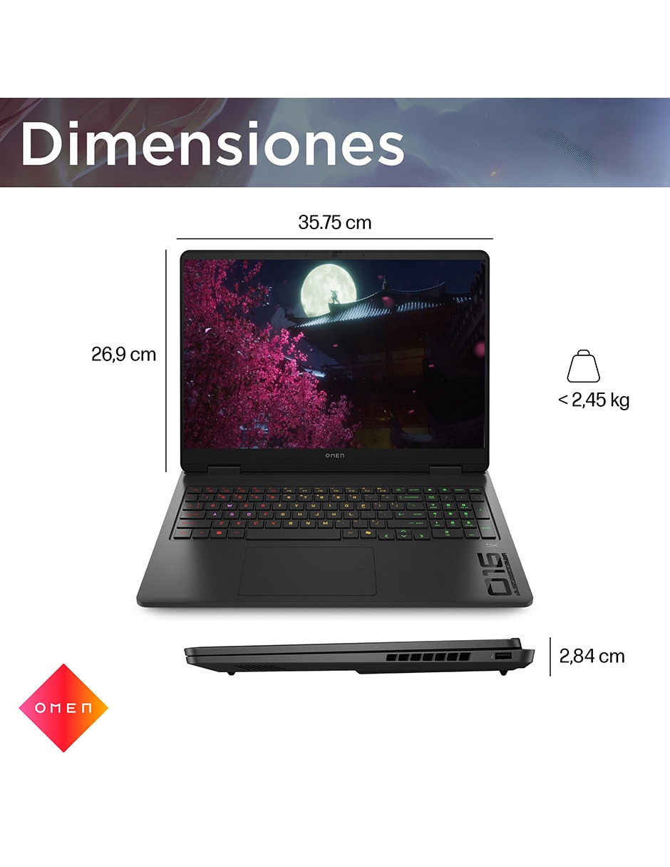 Laptop gamer hp omen 16-ap0007la 16 pulgadas 2k amd ryzen 9 nvidia geforce rtx 5070 24 gb ram 1 tb ssd