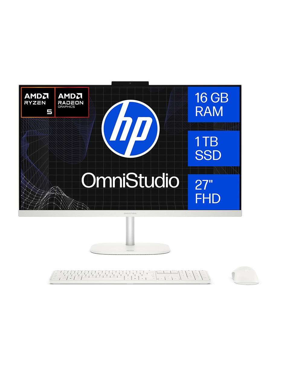 Computadora all in one hp hp omnistudio 27-cv0074la 27 pulgadas full hd amd ryzen 5 integradas 16 gb "ram" no aplica 1 tb ssd no aplica