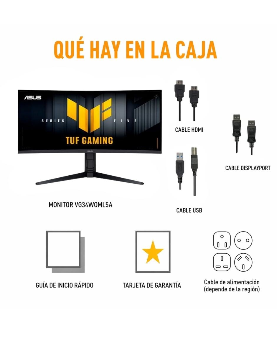 Monitor gamer Asus VG34WQML5A Freesync WQHD 34 pulgadas 90LM0BP1-B01EC1