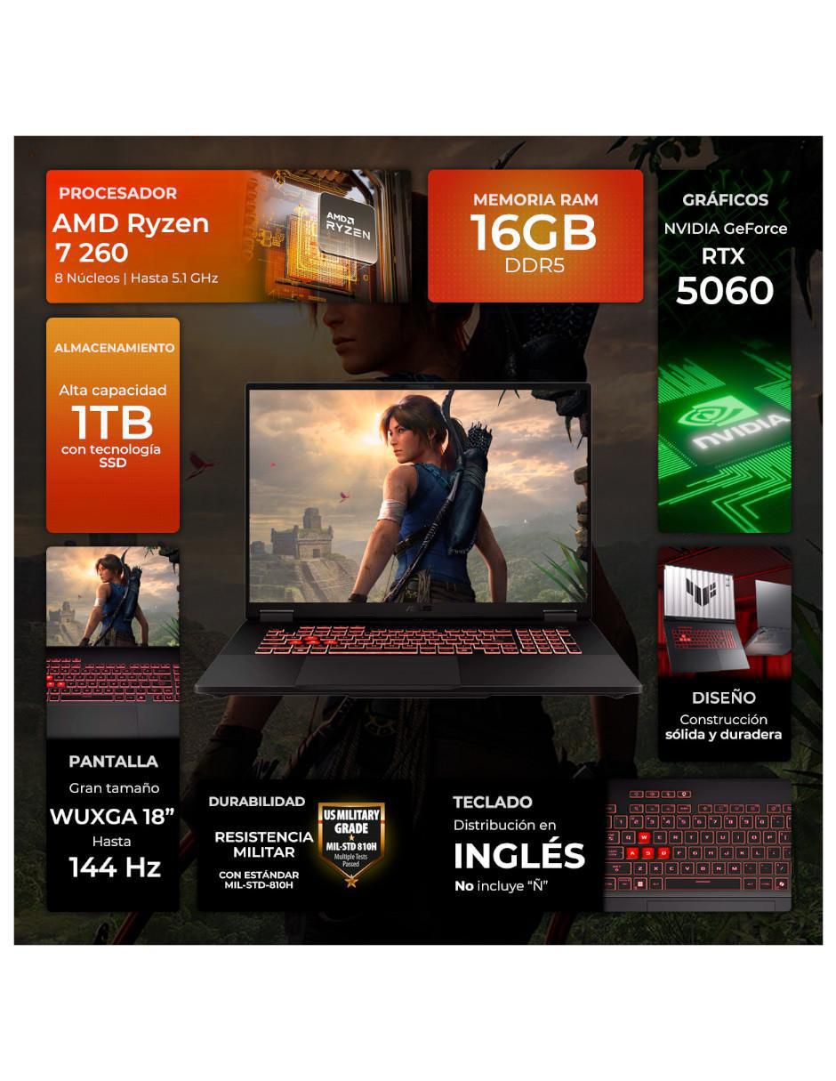 Laptop gamer FA808UM-IS74 18 pulgadas WUXGA AMD Ryzen 7 NVIDIA GeForce RTX 5060 16 GB RAM 1 TB SSD 5