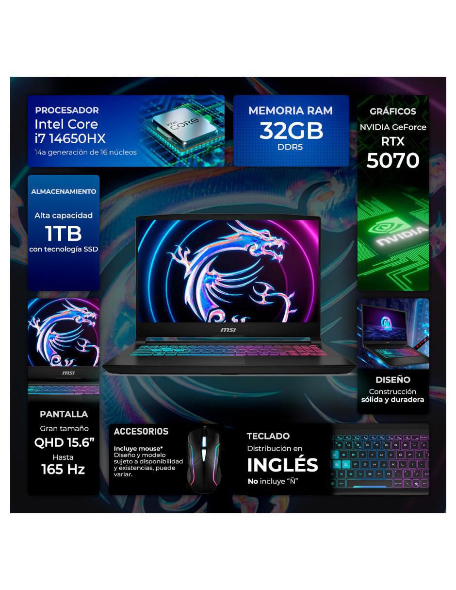 Laptop gamer 5070Ci7321TM 15.6 pulgadas QHD Intel Core i7 NVIDIA GeForce RTX 5070 32 GB RAM 1 TB 2