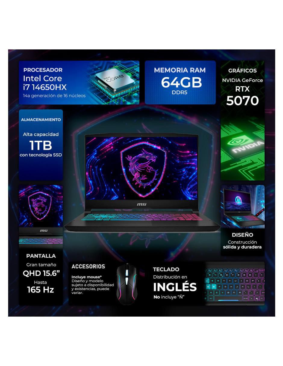 Laptop gamer 5070Ci7641TM 15.6 pulgadas QHD Intel Core i7 NVIDIA GeForce RTX 5070 64 GB RAM 1 TB