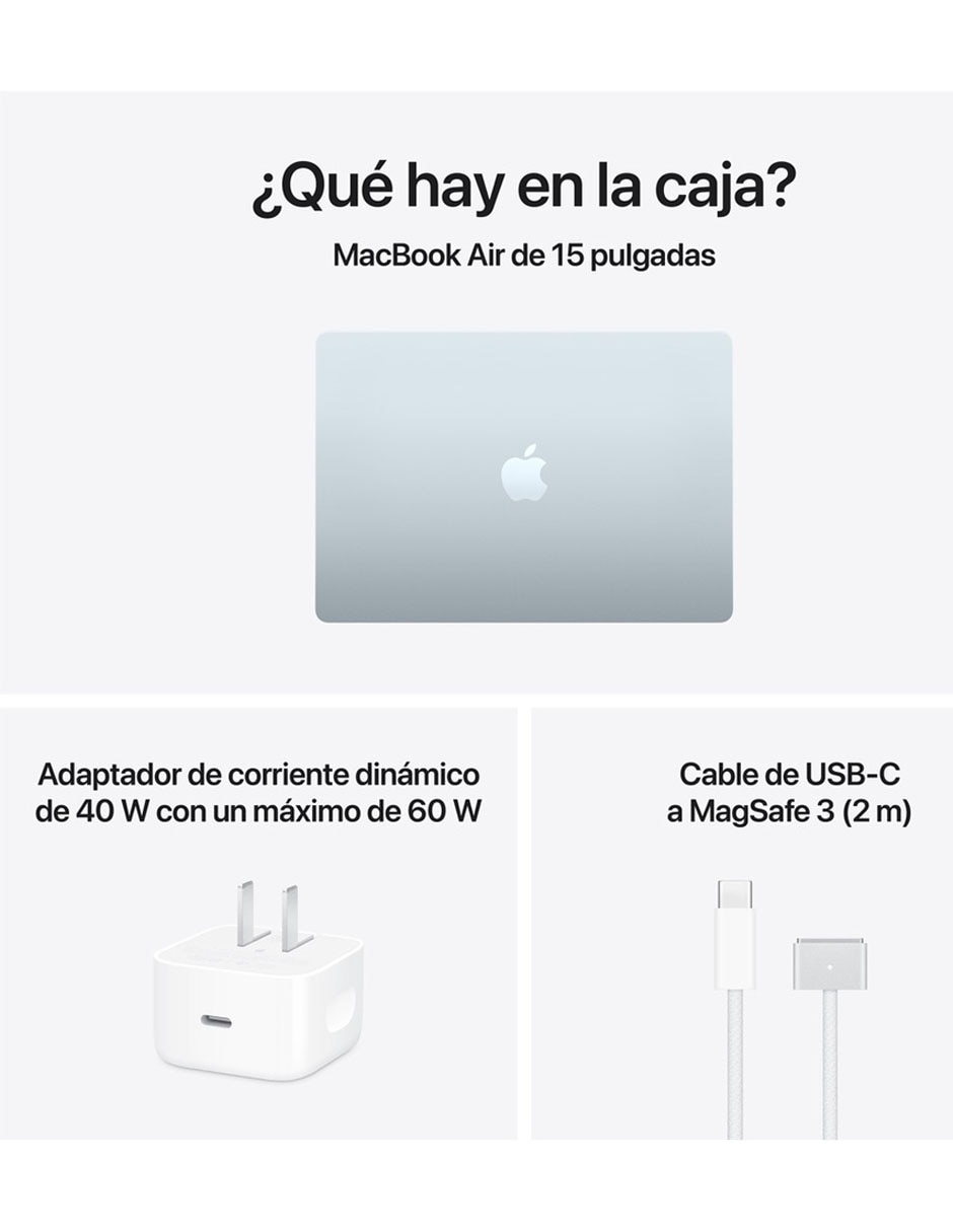 Apple macbook air 15.3 pulgadas chip m5 16 gb ram 1 tb ssd azul cielo