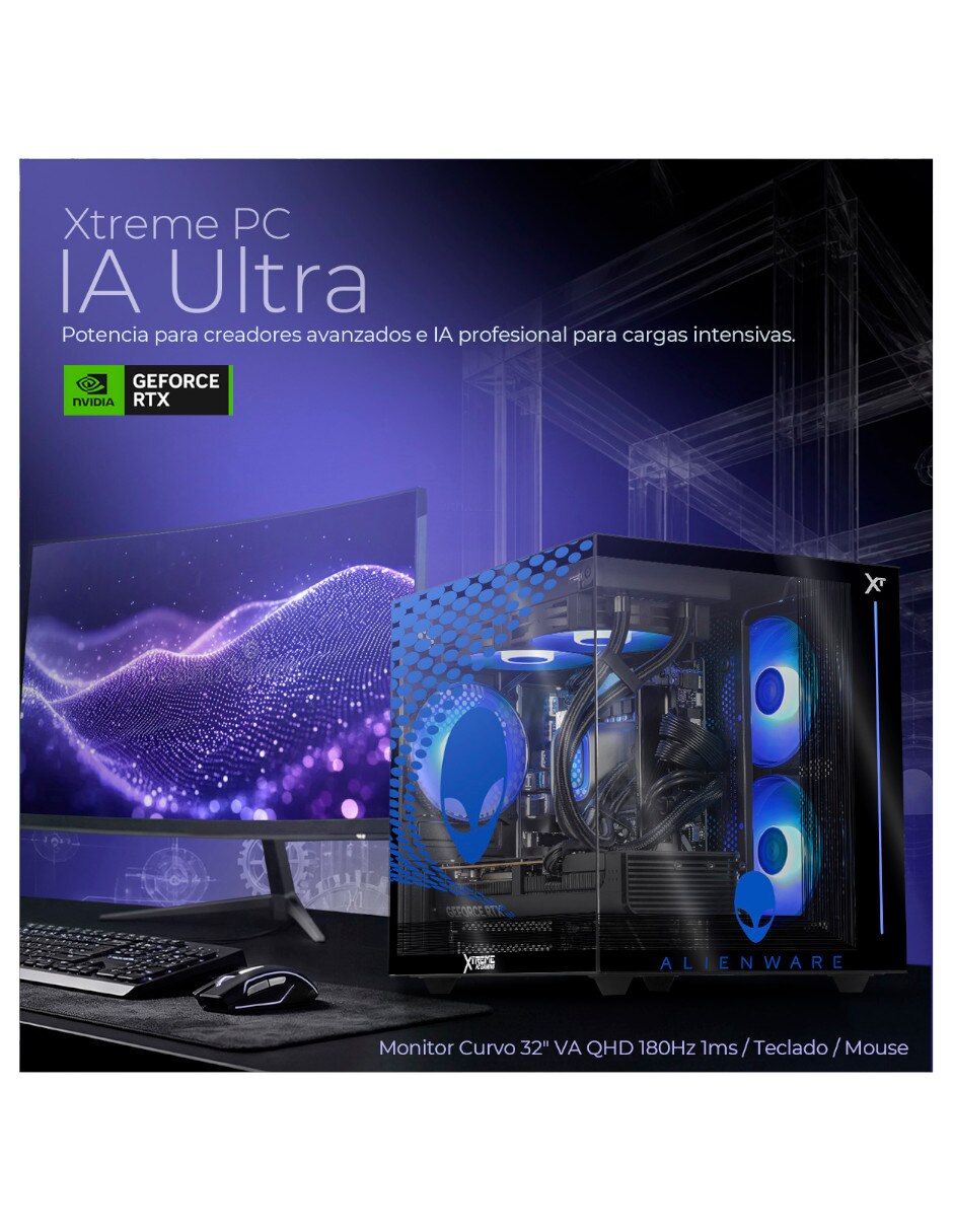 Computadora gamer xtpcu932gb55080maev2 32 pulgadas qhd intel core ultra 9 285 nvidia geforce rtx 5080 32 gb ram 1 tb ssd 5