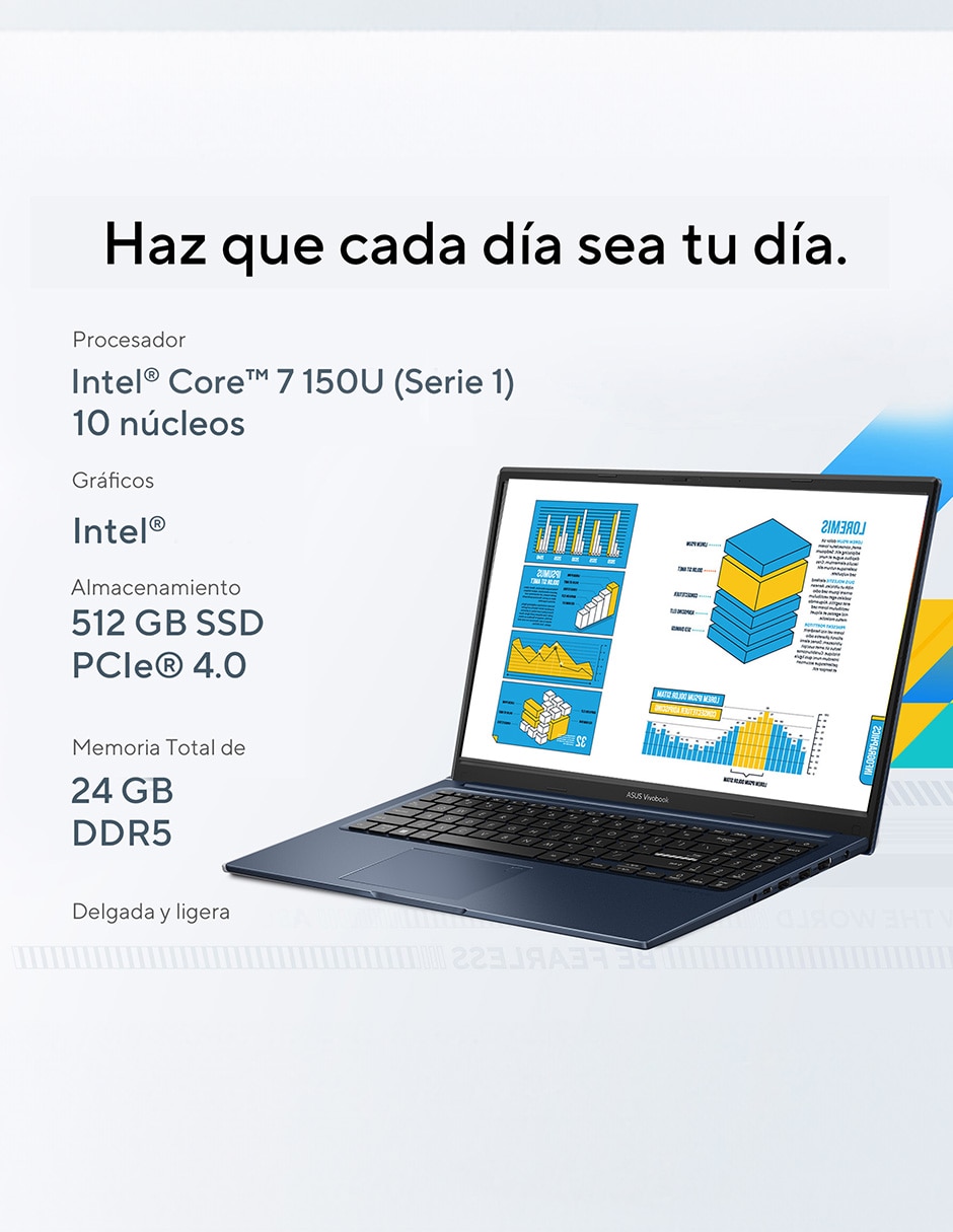 Computadora touch X1504VA-E85360W 15.6 pulgadas Full HD Intel Core 7 150Ul Intel HD Graphics 620 24 GB RAM 512 GB