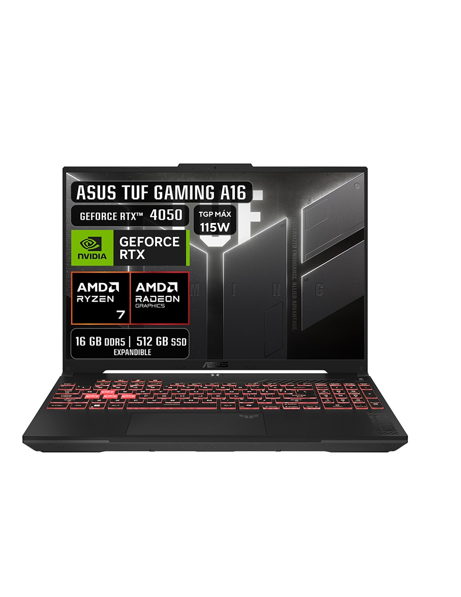 Computadora fa607nuq-rl038w 16 pulgadas full hd+ amd ryzen 7 nvidia geforce rtx 4050 16 gb ram 512 gb ssd 1