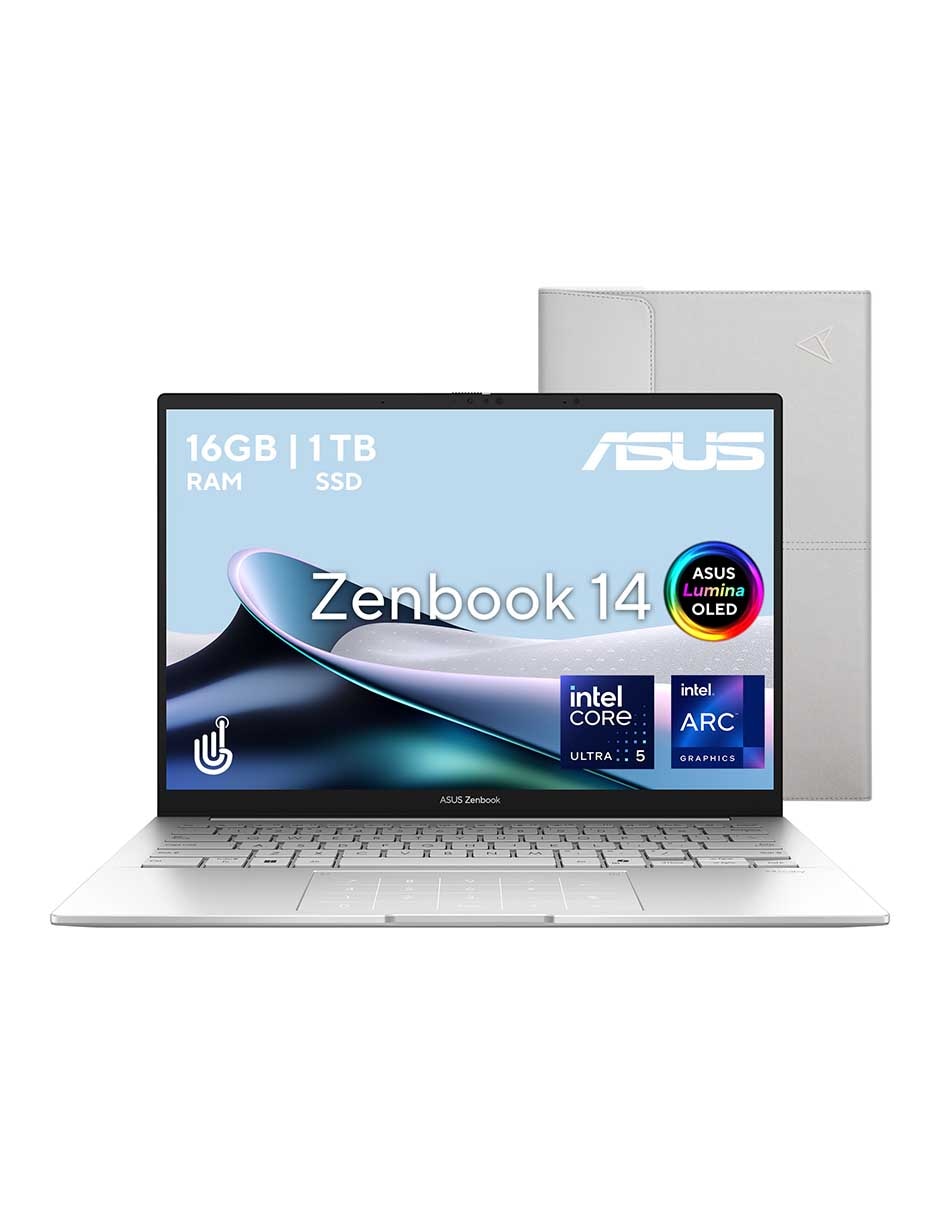 Computadora touch ux3405ca-ql216w 14 pulgadas wuxga intel core ultra 5 225h intel arc 16 gb ram 1 tb ssd