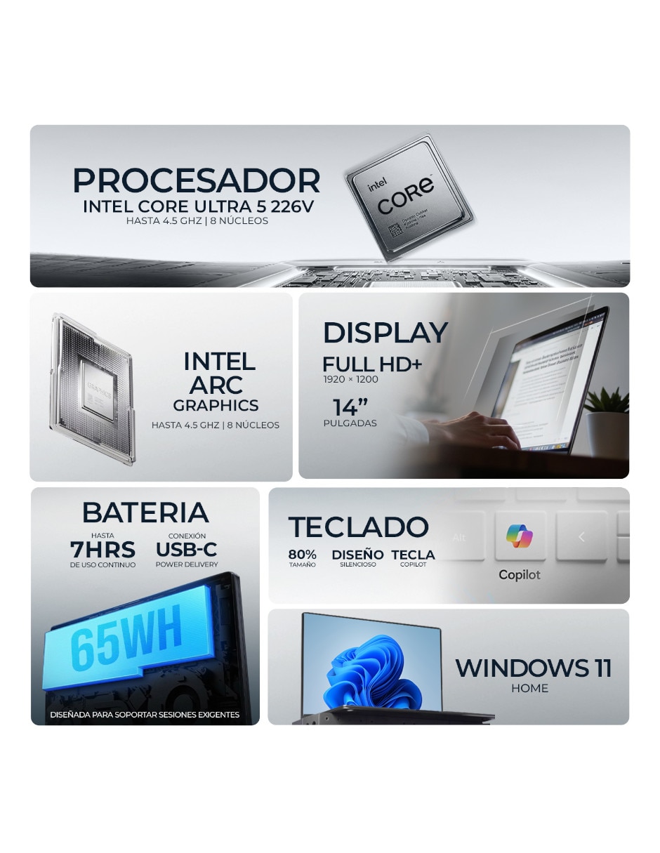 Laptop Touch Aspire 14 AI 14 pulgadas Full HD+ Intel Core Ultra 5 226V Intel Arc 16 GB RAM 1 TB 3