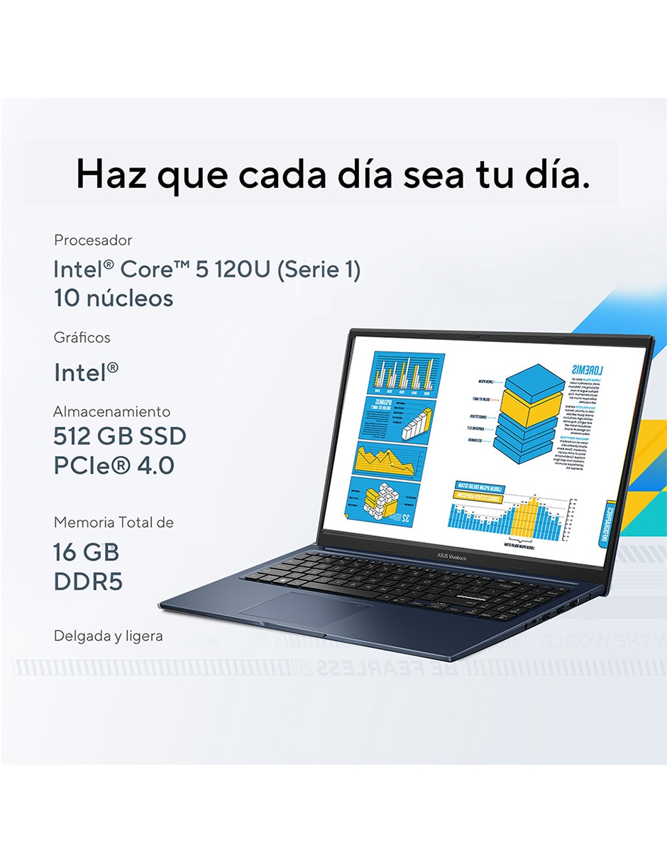 Laptop touch Asus X1504VA-E85362W 15.6 pulgadas Full HD Intel core 5 Intel HD Graphics 620 16 GB RAM 512 GB SSD
