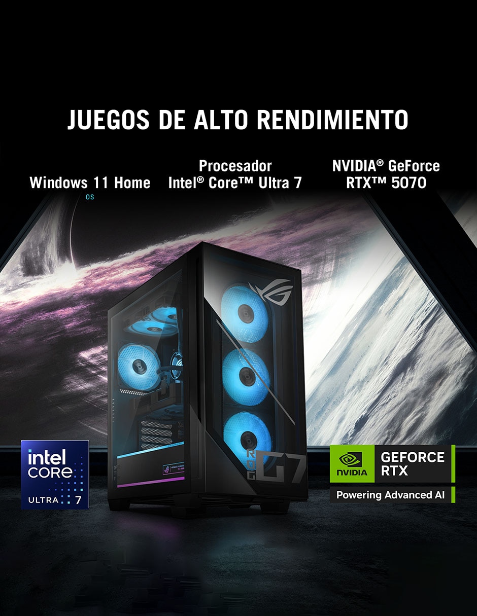 Computadora de escritorio G700TF-U732G1T-H1 Intel Core Ultra 7 265KF NVIDIA GeForce RTX 5070 32 GB RAM1 TB SSD 6