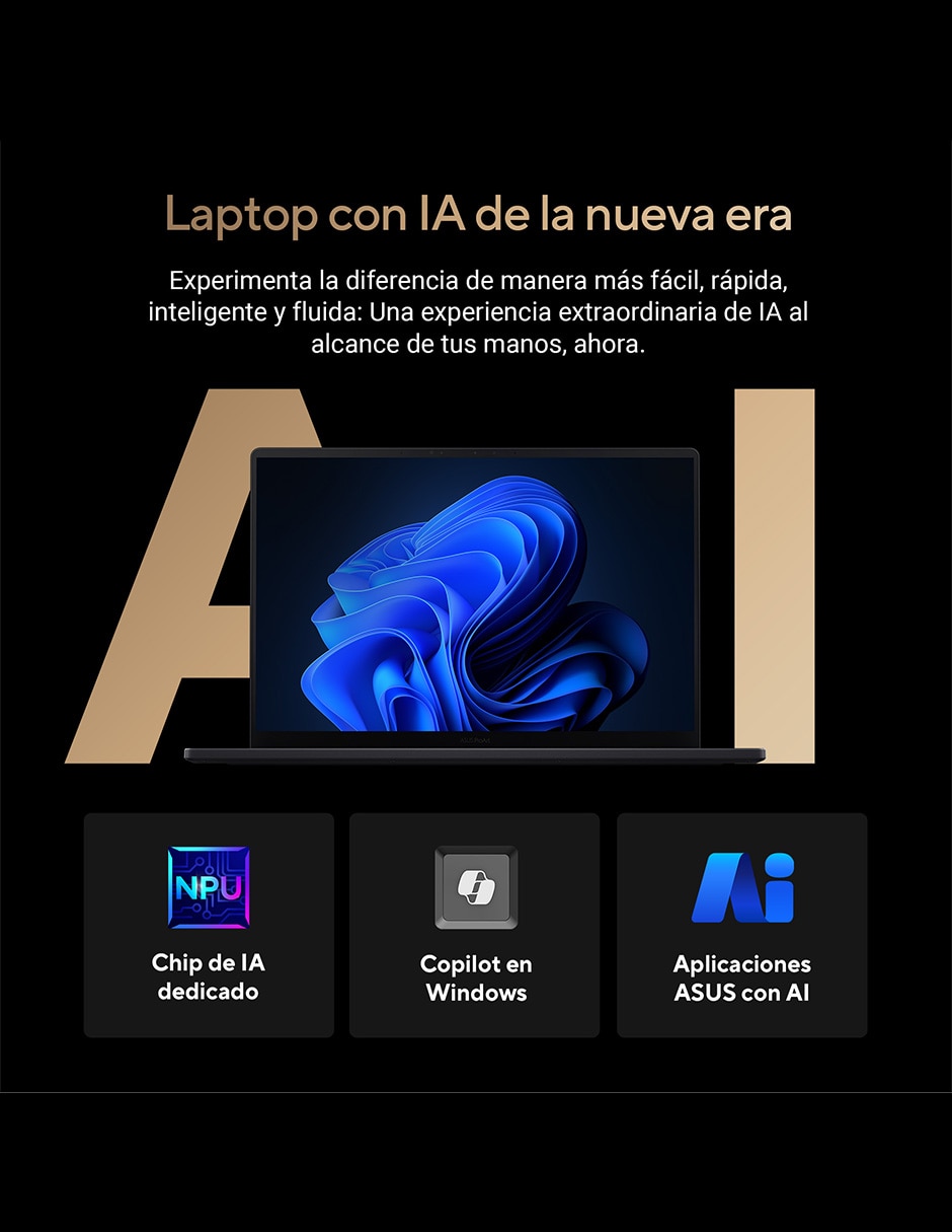 Computadoraasus h7606wm-rj089w 16 pulgadas 3k amd ryzen ai 9 hx 370 amd radeon 890m 32 gb ram 1 tb SSD 8