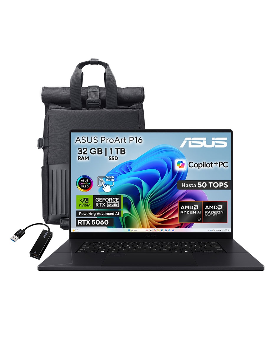 Computadoraasus h7606wm-rj089w 16 pulgadas 3k amd ryzen ai 9 hx 370 amd radeon 890m 32 gb ram 1 tb SSD 1