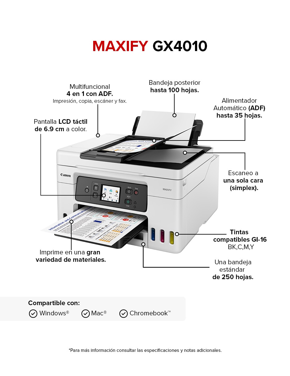 Multifuncional MAXIFY GX4010 de tinta continua inalámbrica a color 7