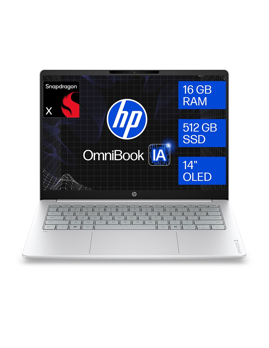 Laptop OmniBook 3 Laptop Next Gen AI 14- hz0051la 14 pulgadas 2K Snapdragon X integradas 16 GB RAM 512 GB SSD 1