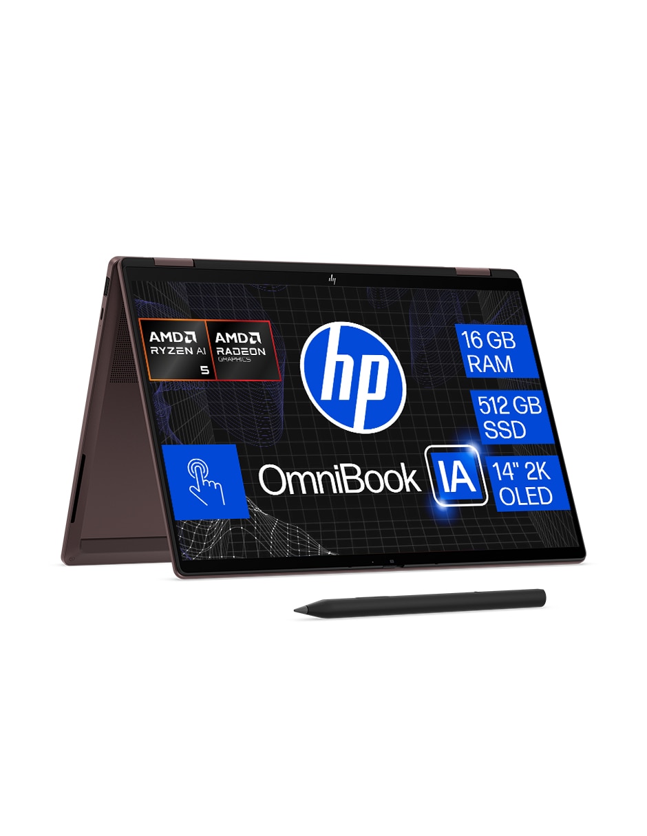 Laptop 2 en 1 touch OmniBook X Flip NG AI PC 14-kc0050la 14 pulgadas 2K AMD Ryzen AI 5 340 Integradas 16 GB RAM 512 GB SSD 1