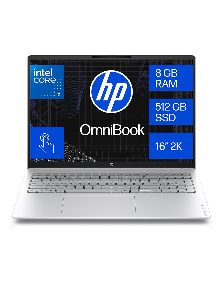 Laptop touch OmniBook 3 16-BU0052LA 16 pulgadas 2K Intel core 5 Integradas 8 GB RAM 512 GB SSD 1