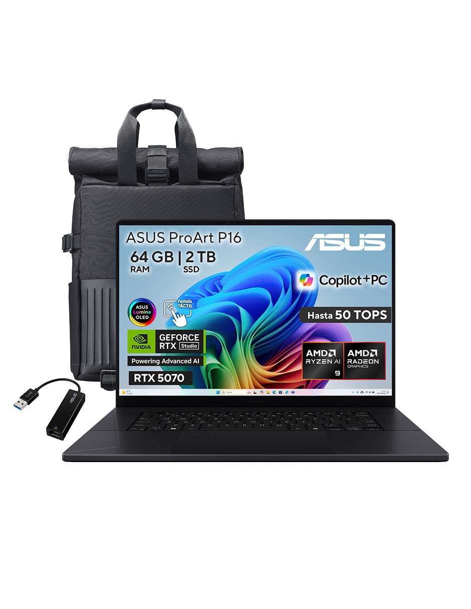 Computadora h7606wp-rj132w 16 pulgadas 3k amd ryzen ai 9 hx 370 nvidia geforce rtx 5070 64 gb ram 2 tb ssd 1