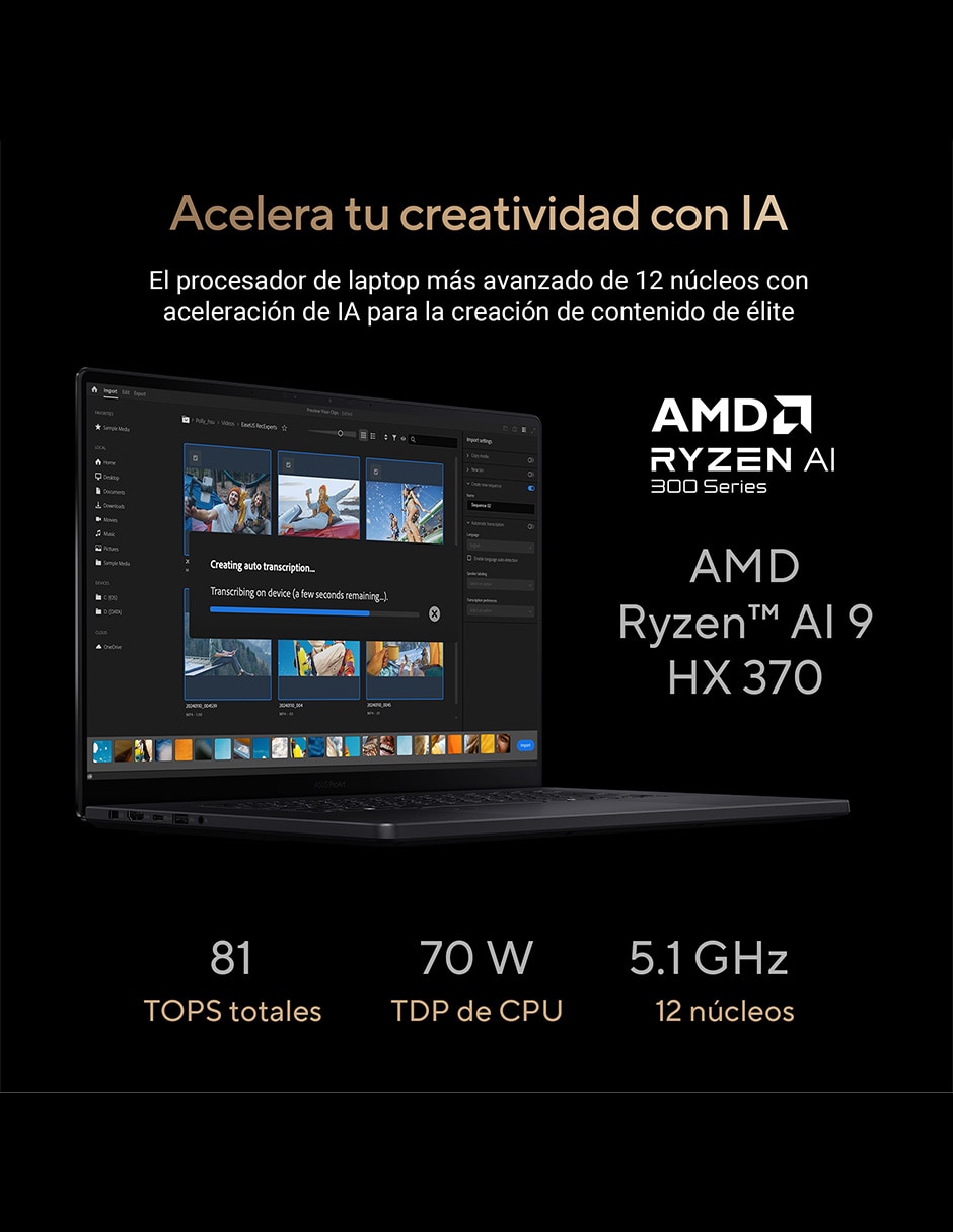 Computadora h7606wp-rj132w 16 pulgadas 3k amd ryzen ai 9 hx 370 nvidia geforce rtx 5070 64 gb ram 2 tb ssd 5