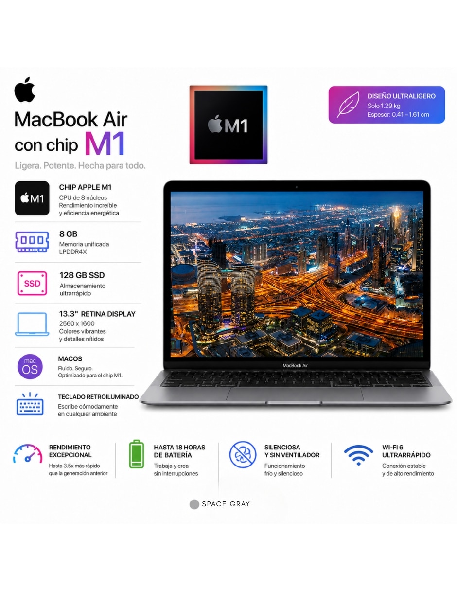 Laptop A2337 13.3 pulgadas 2560 x 1600 M1 Integradas 8 GB RAM 128 GB Reacondicionado Laptop A2337 13.3 pulgadas 2560 x 1600 M1 Integradas 8 GB RAM 128 GB Reacondicionado