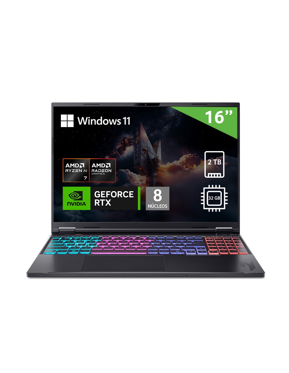 ACER Laptop gamer Acer AN16-61-R1BP 16 pulgadas WQXGA AMD RYZEN AI 7 350 NVIDIA GEFORCE RTX 5070 32 GB RAM 2 TB SSD