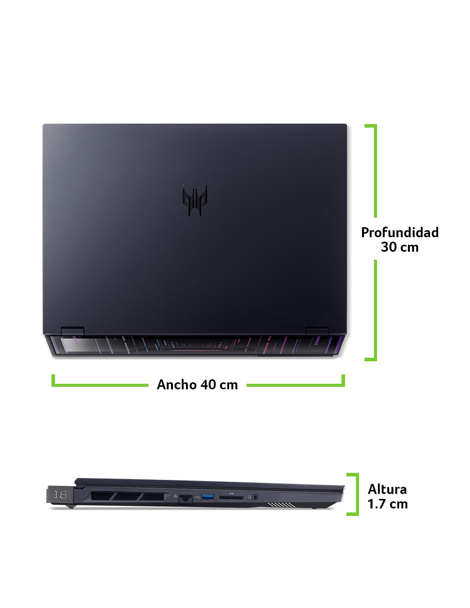 Laptop gamer PH18-73-96AC 18 pulgadas WQXGA Intel Core Ultra 9 NVIDIA GEFORCE RTX 5080 64 GB RAM 2 TB SSD Laptop gamer PH18-73-96AC 18 pulgadas WQXGA Intel Core Ultra 9 NVIDIA GEFORCE RTX 5080 64 GB RAM 2 TB SSD